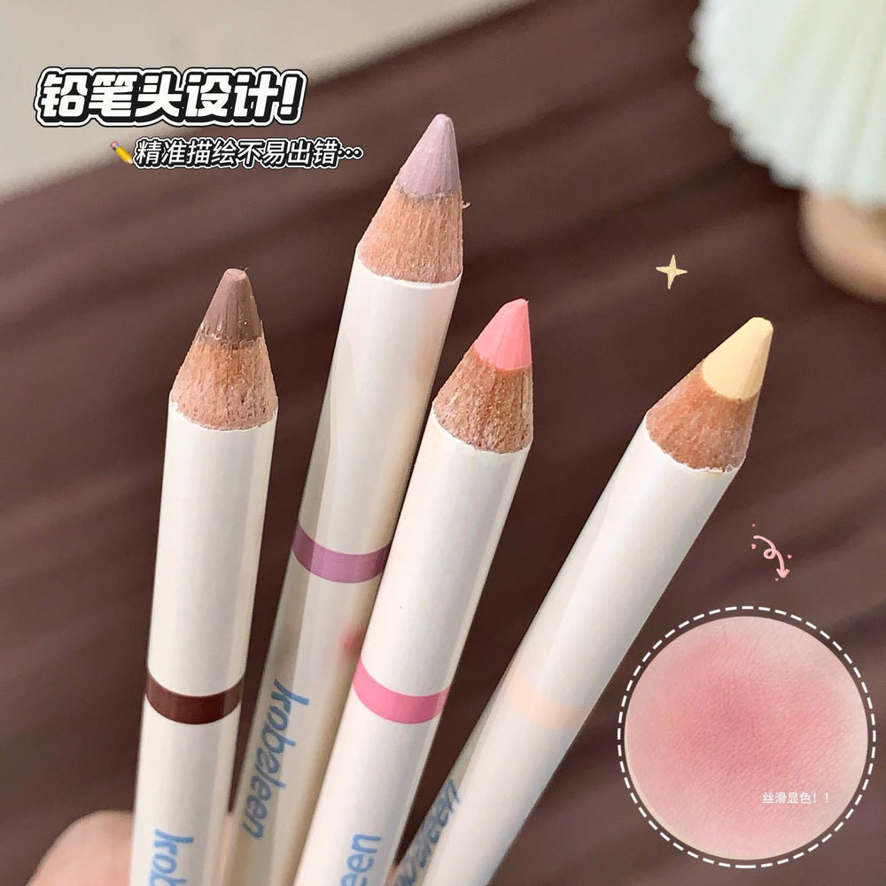 Kobeleen vivid colorful double-ended silkworm pen brightens the bottom to shadow contouring waterproof multi-purpose pen