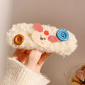 Cute plush button brown bear hair clip - girly heart bangs side clip - cartoon snap hair clip - hair accessories