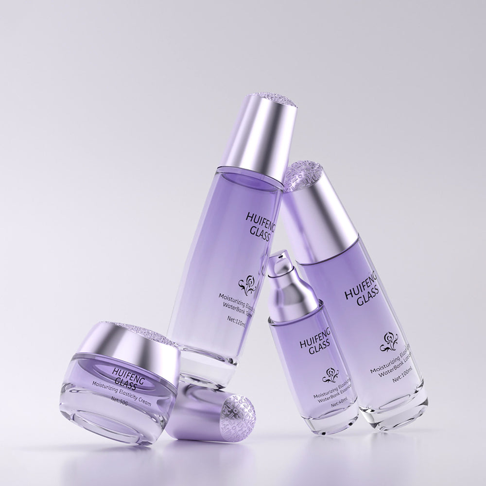 High-end custom cosmetic glass bottles & packaging: 120ml lotion & serum glass sample bottles - new designs available for customization