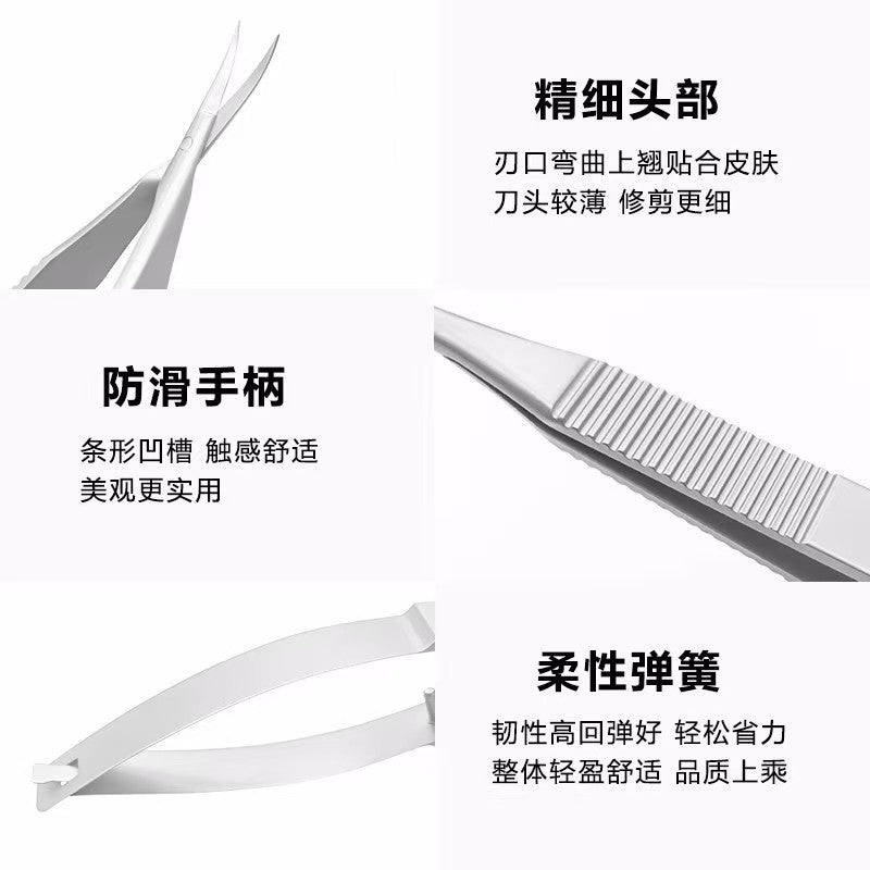 Factory direct, ready-to-ship cuticle nippers with a flat handle, russian-style dovetail design, multi-functional manicure tools, small blade curved cuticle scissors
