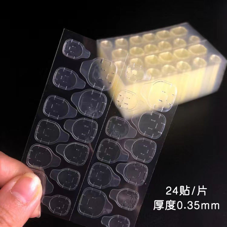 Jelly glue 24 stickers printing manicure jelly stickers transparent yellow glue wearable nail patch double-sided tape waterproof convenient jelly stickers
