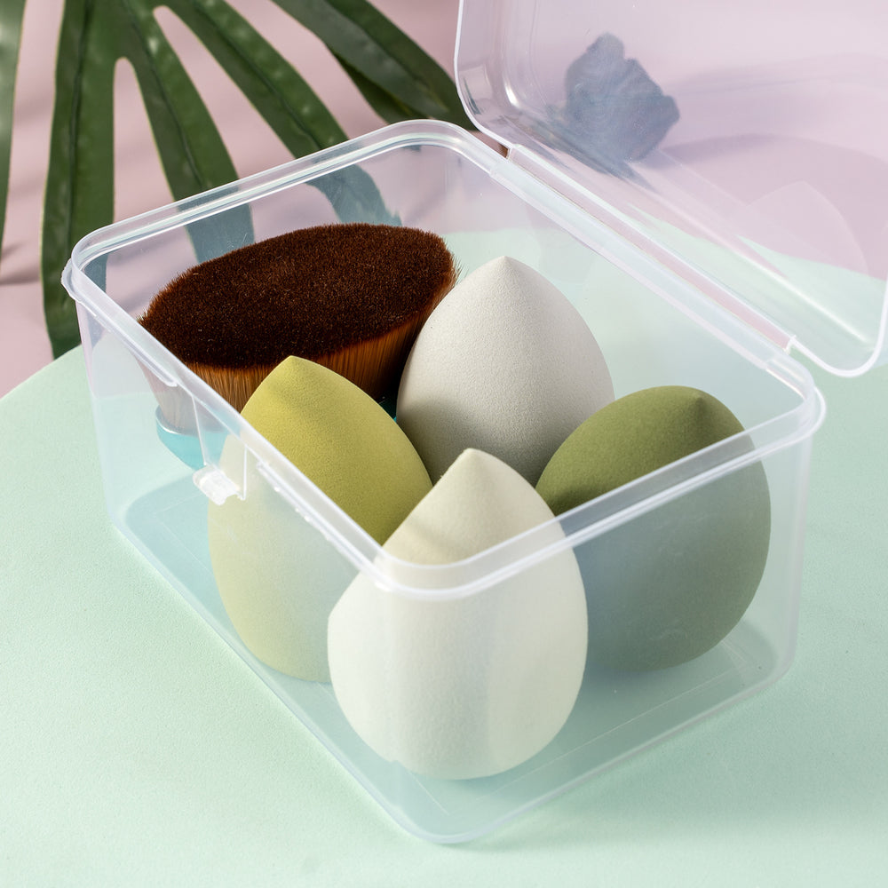Beauty egg makeup brush storage box suit makeup egg dry and wet dual-use powder gourd sponge beauty tool