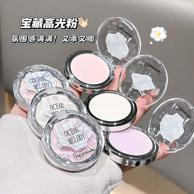 Cappuvini natural volumizing highlighter powder - matte, plumping color for natural, sculpted face, brightens tear troughs and nasolabial folds