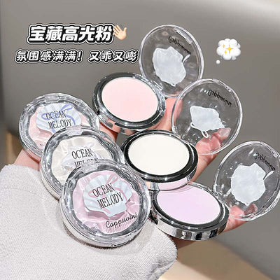 Cappuvini natural volumizing highlighter powder - matte, plumping color for natural, sculpted face, brightens tear troughs and nasolabial folds