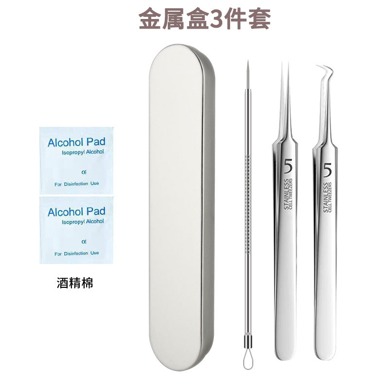 Professional acne treatment kit: includes tweezers, blackhead remover, and pimple extractor for salon-grade results
