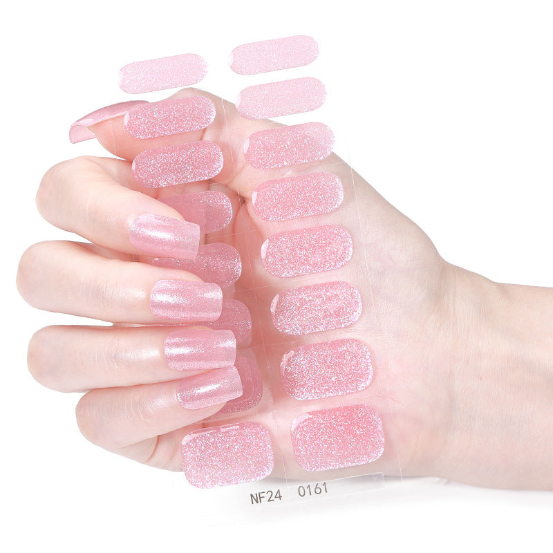Zhengxiang customized gel manicure stickers gradient onion powder smudged ice transparent cross-border amazon french uv semi-baked nail stickers