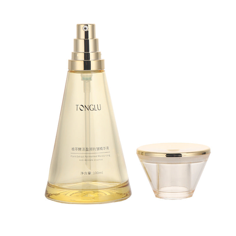 Ready-to-ship cosmetic glass bottle set packaging, including 120ml lotion and serum decanting bottles, and 50g skincare cream empty jars