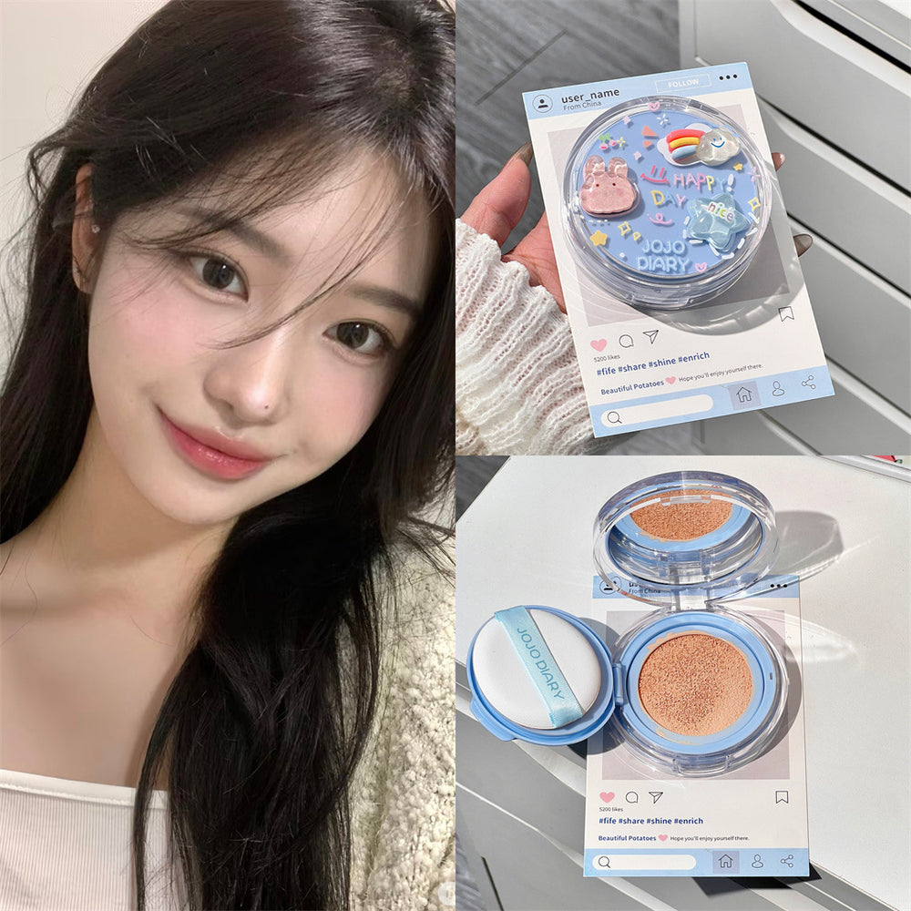 Jiujiu diary colorful childlike soft cushion cream, light and compliant, concealer, waterproof, anti-sweat, non-removing makeup, non-sticky powder