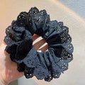 Double-layer large lace scrunchie - french romantic hollow-out hair tie - lolita style hair accessory for women
