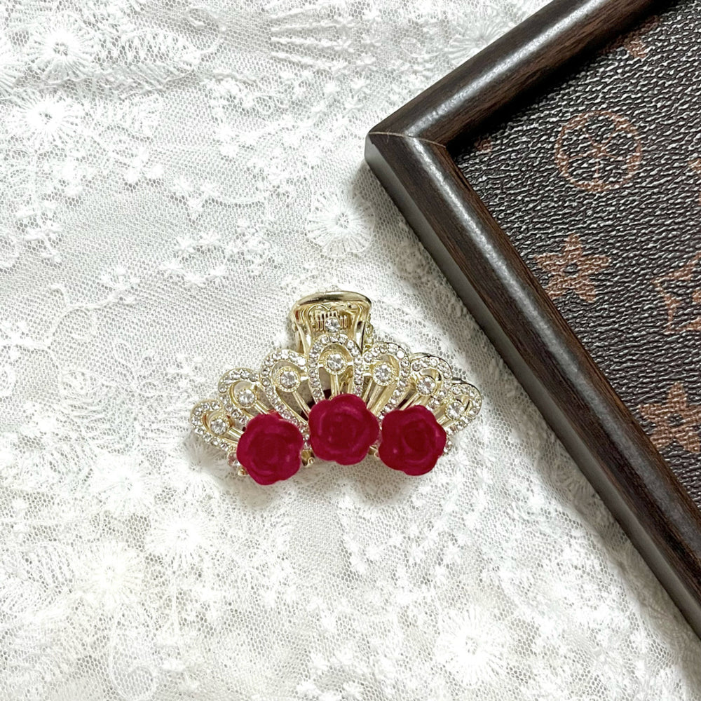 Ancient style classyelegant metal rose flower hair clip for women, back of head flower hair clip, shark clip, headwear
