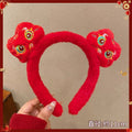 New year's headband for women, chinese style, spring festival hair accessories, adult kids, new year greetings, cute stuffed year of the snake headband, face wash headwear