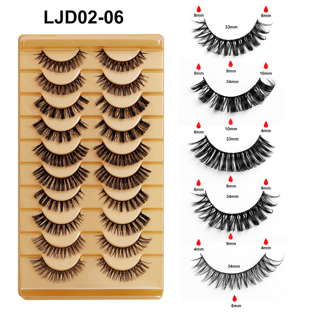 fashion style hard stem false eyelashes southeast asia 3d stereo natural half eye eyelashes flat factory wholesale