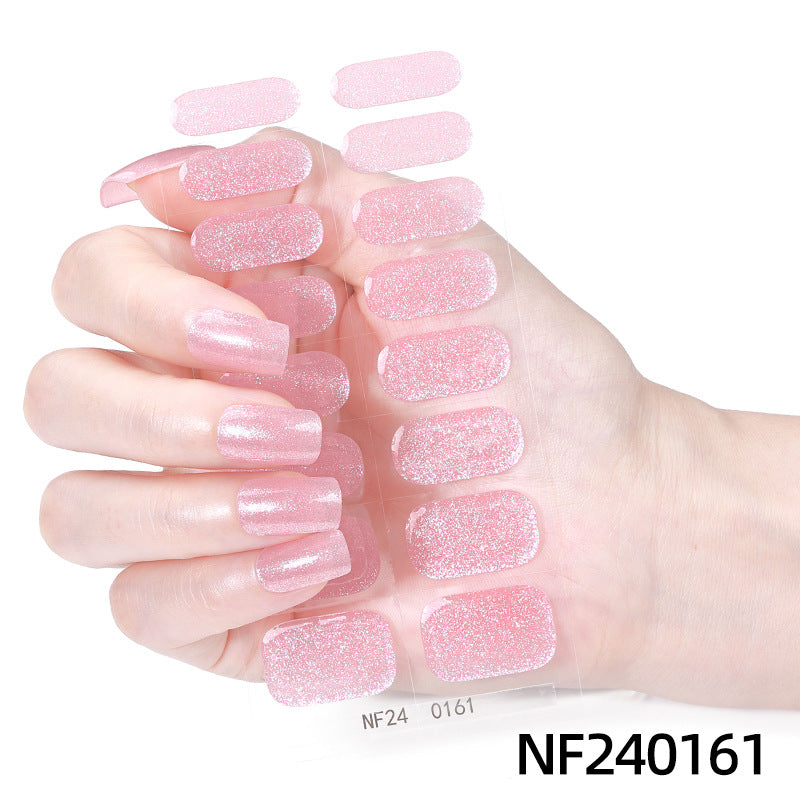 Zhengxiang customized gel manicure stickers gradient onion powder smudged ice transparent cross-border amazon french uv semi-baked nail stickers