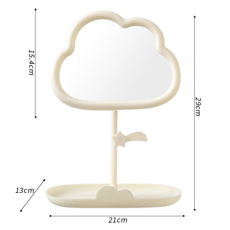 Cosmetic mirror girly heart plastic rotatable desktop desktop storage dressing mirror for home dormitory home portable mirror