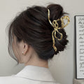Simple bow hair clip for women's back of head 2024 new style hair volume large shark clip headwear