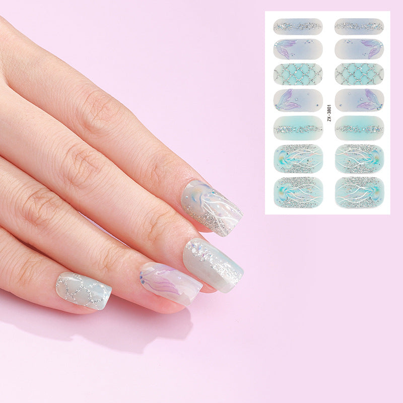 Zhengxiang factory customized japanese and korean nail art stickers hot stamping 5d epoxy imitation diamond starburst christmas nail stickers full stickers wholesale