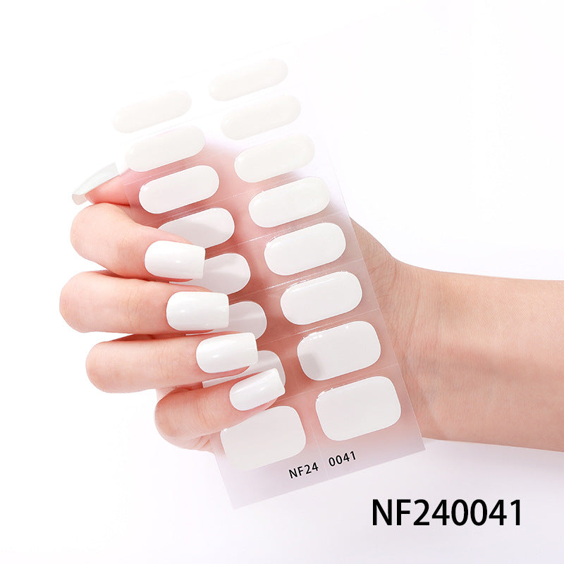 Zhengxiang cross-border fashion pure color gel manicure stickers waterproof flash uv light therapy semi-baked nail stickers full stickers personalized