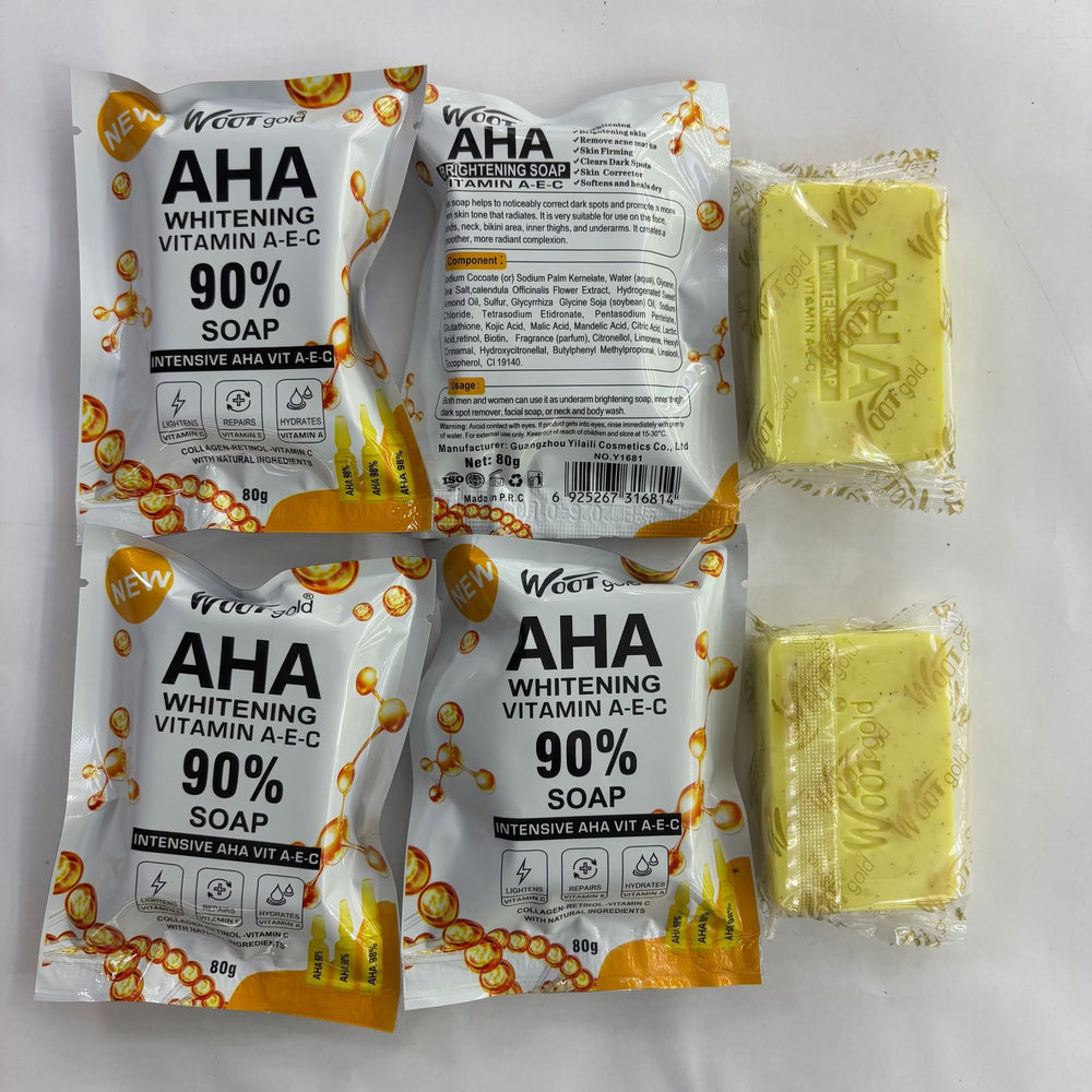 export bagged 90% aha gold soap, vitamin aec, for a radiant and clear complexion, cleansing and rejuvenating soap, 80g