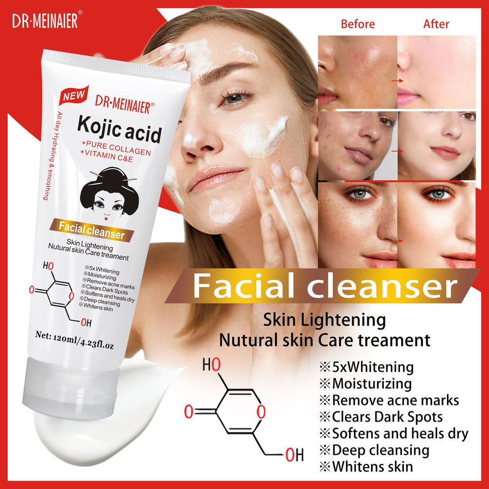 kojic acid brightening facial cleanser - hydrating, moisturizing, oil control, skin repair, deep cleansing face wash - wholesale for export