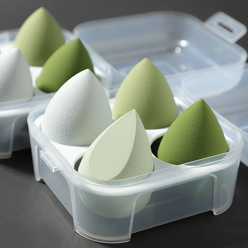 Factory direct eggshell makeup sponges - super soft, powder-conserving, boxed puffs for wet & dry application