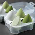 Four-compartment eggshell makeup sponge set - powder-free, ultra-soft, boxed, dual-use (wet & dry) makeup sponge applicator