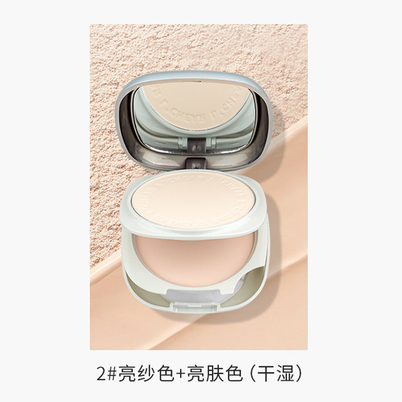 Makeup lei qi heng yan soft double layer powder set long-lasting oil control waterproof dry and wet dual-use non-removing makeup honey powder cake