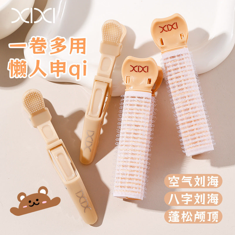 Xixi fluffy curling iron women's bangs hair clip forehead high skull top hair-styling curling barrel fluffy fixing clip 4 pack