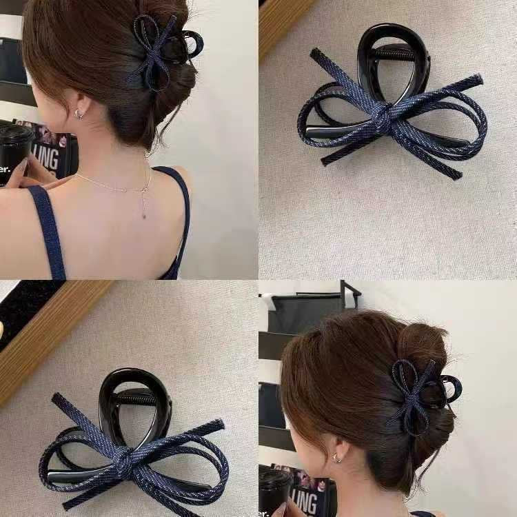 Summernew arrival denim fabric bowscasual hair clip bangs clip elegant shark clip classy hairpin for women