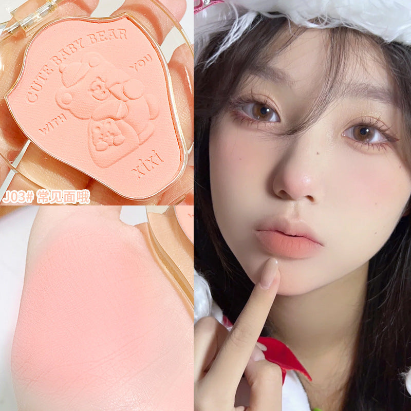 Makeup xixi working bear anti-internal roll single color blush natural nude makeup brightening contouring blush purple peach matte rouge
