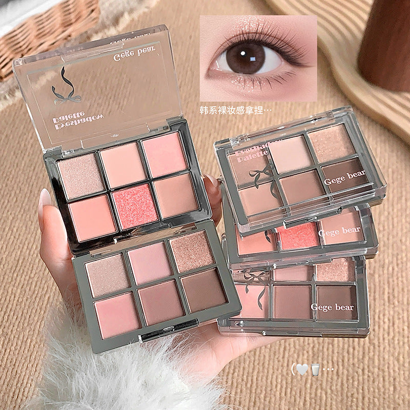 Gege bear pink cherry fantasy six-color eye shadow palette pearlescent matte daily earth color eye shadow blush all-in-one palette