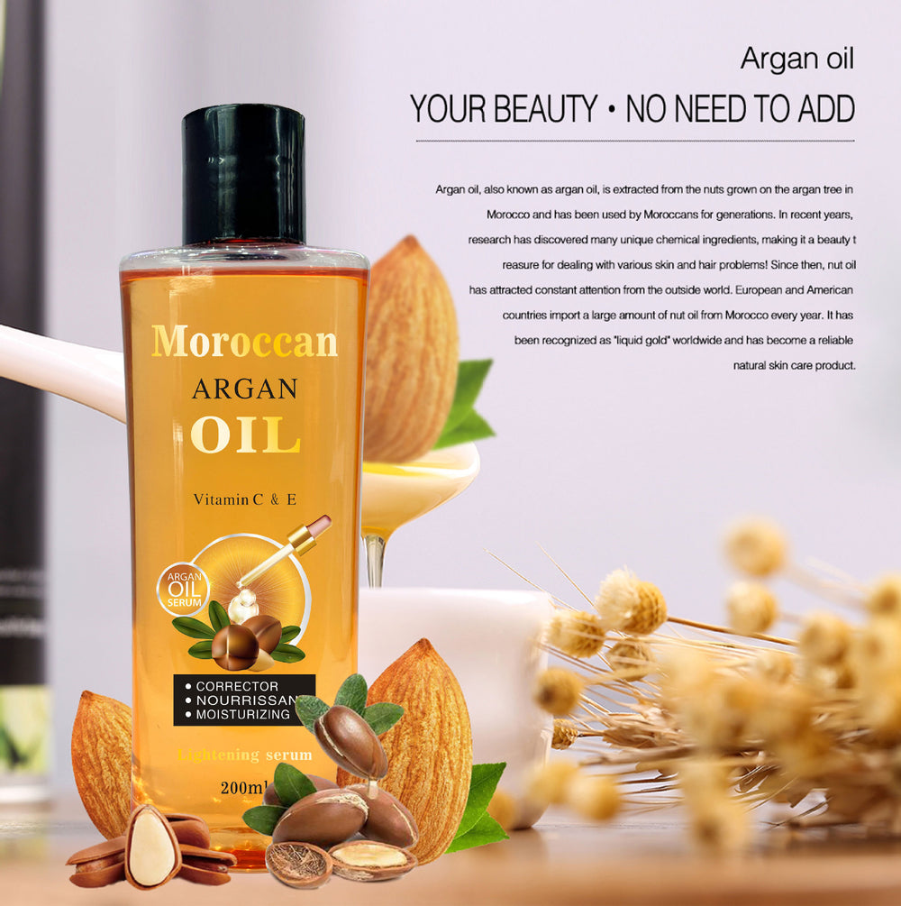 moroccan argan oil - argan oil for face, body, hair, and skin brightening massage oil - export quality 200ml