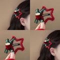 Red star hair clip for women, 2025 new year style, bangs clip, bow edge clip, hair styling tool, christmas hair accessory clip