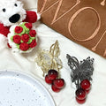 Korean sweet cherry bow hair claw clip - fresh & chic hair styling clip - minimalist & elegant hair accessories for women