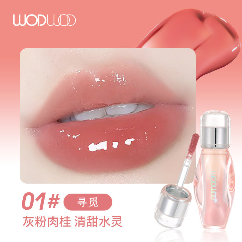 Wodwod water glossy rock candy lip plumping gloss women's mirror pouty lips whitening moisturizing not easy to fade lip oil