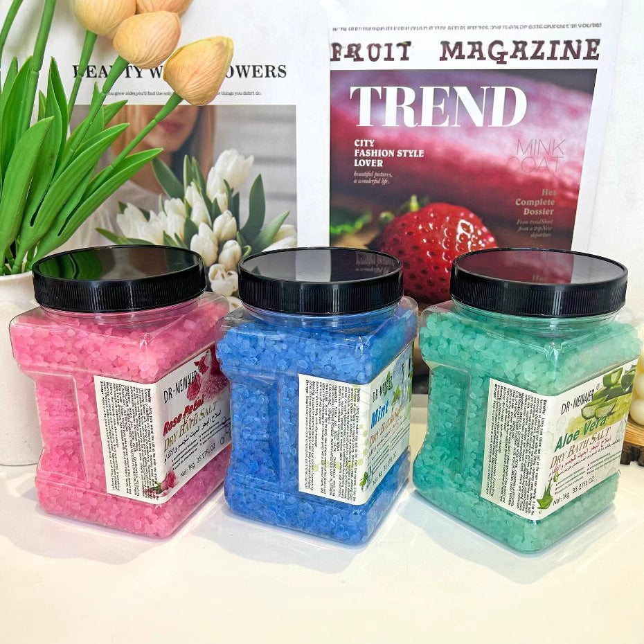 milk crystal coarse salt 1kg aloe rose bath salt bath body exfoliating export wholesale