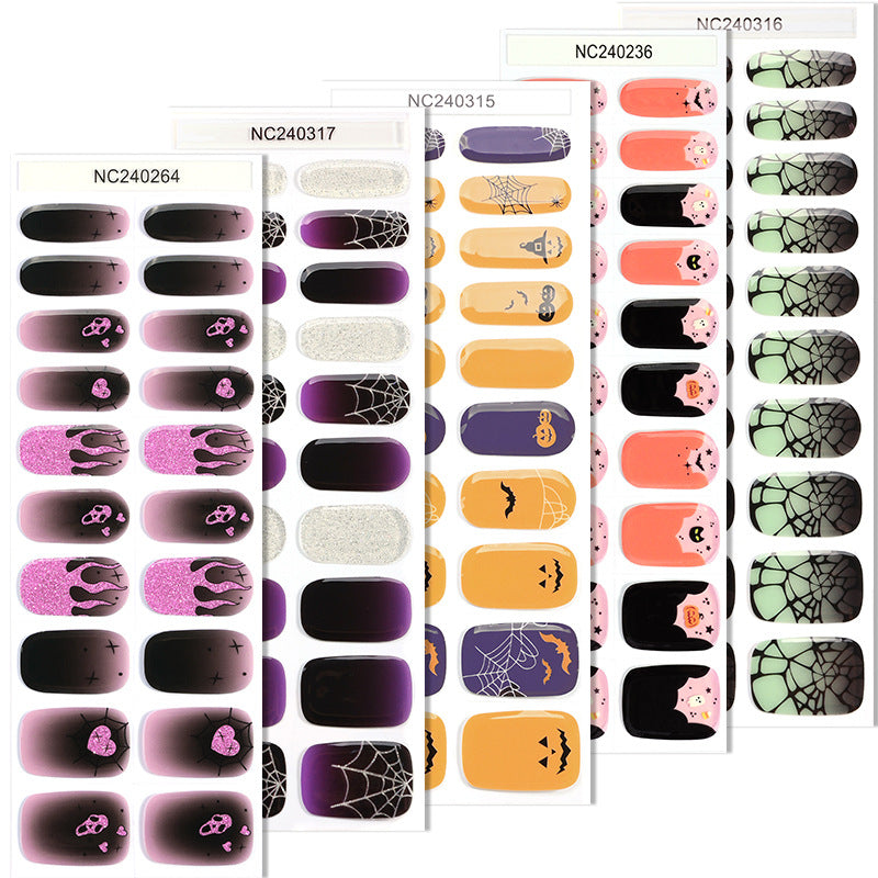Zhengxiang halloween nail art stickers waterproof uv gel stickers fashion cross-border semi-baked nail stickers customized wholesale cute