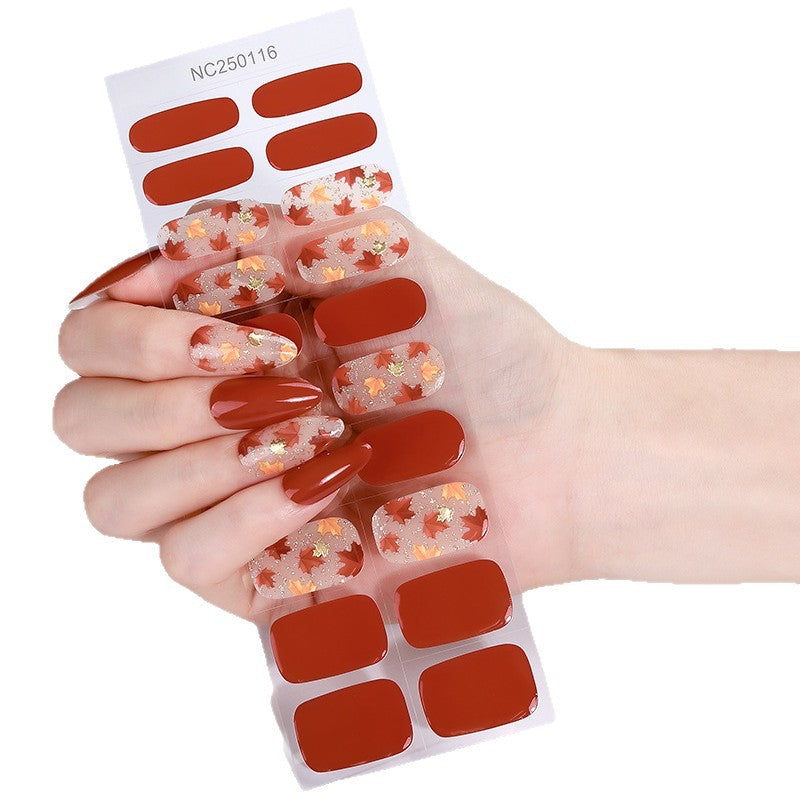Zhengxiang factory customized gel nail art stickers waterproof fashion flash uv semi-baked semi-cured nail stickers gel nail
