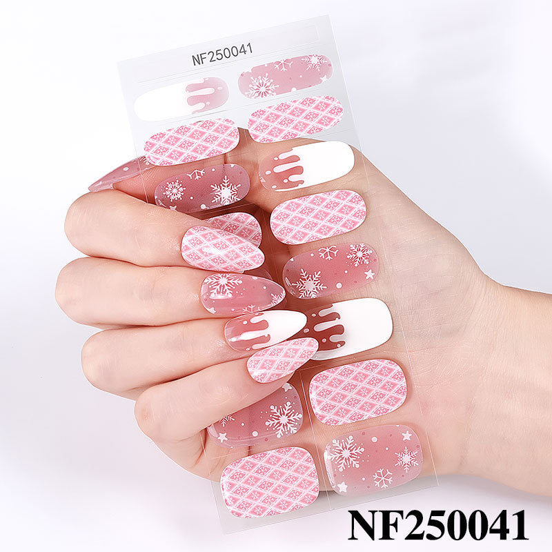Zhengxiang christmas gel nail stickers waterproof onion powder flash cross-border fashion uv semi-baked manicure stickers full stickers personalized