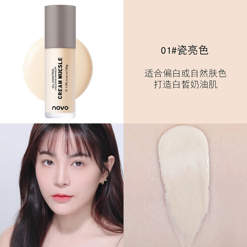 Novo shimmer cream foundation - concealing, acne-proofing, brightening, long-lasting, oil-control, hydrating, dewy finish
