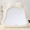 Bowknot plastic desktop makeup mirror - home beauty touch-up mirror - cute glass storage folding mirror