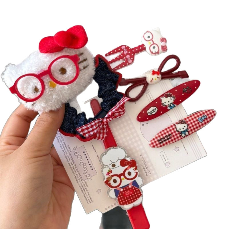 Cute glasses cat style suit festive red hair accessories headwear girl hairpin sweet hairpin hair accessories bows