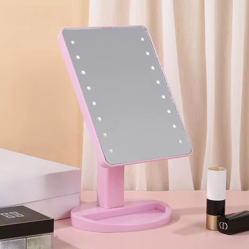 Led makeup mirror with light, desktop home vanity mirror, tabletop sensor folding plastic storage home glass mirror