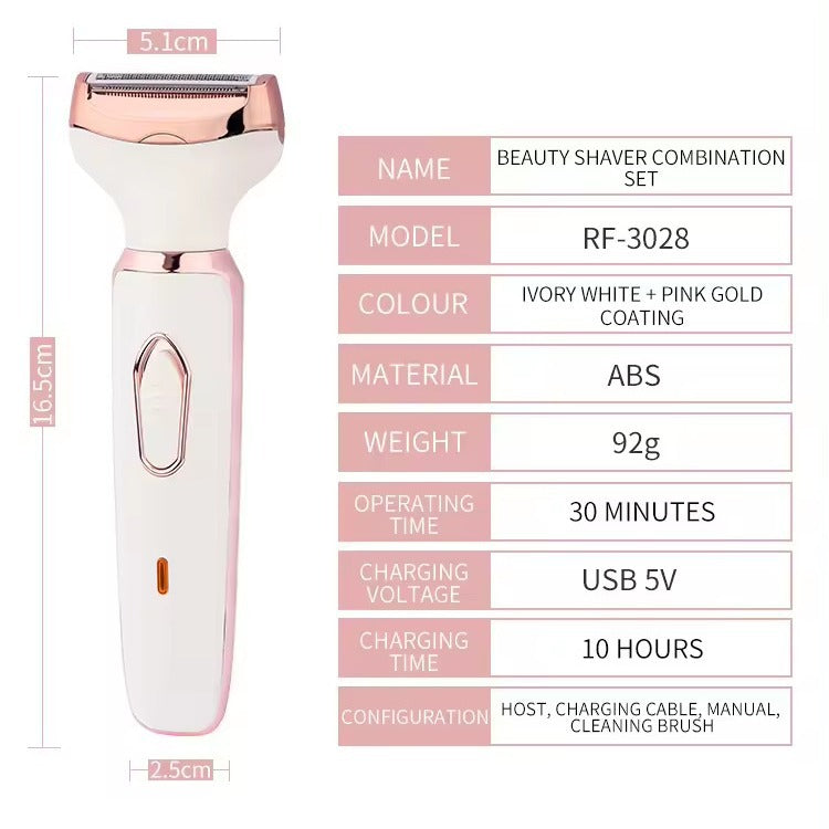 Double-headed epilator electric women's full body shaver for intimate area, underarms, home use, rechargeable, washable, private area trimmer