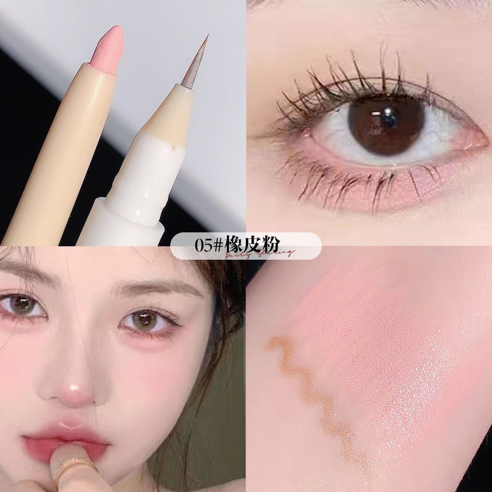 Makeup sweet mint crystal color double effect double headed silkworm pen brightens the eyes and outlines the lower eyelids to eyeliner gel pen
