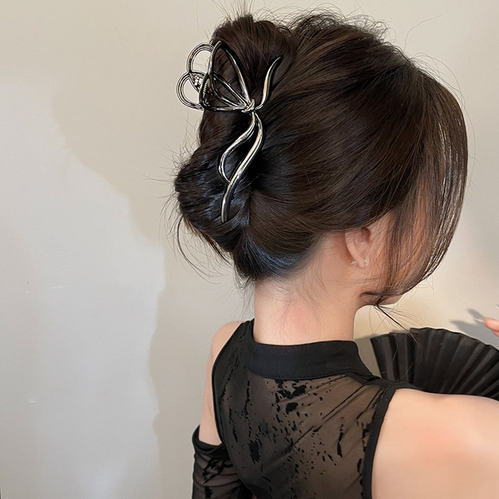 Ins cold style butterfly metal elegant hair clip for women spring and summer classy shark clip hair volume and back of head gripper