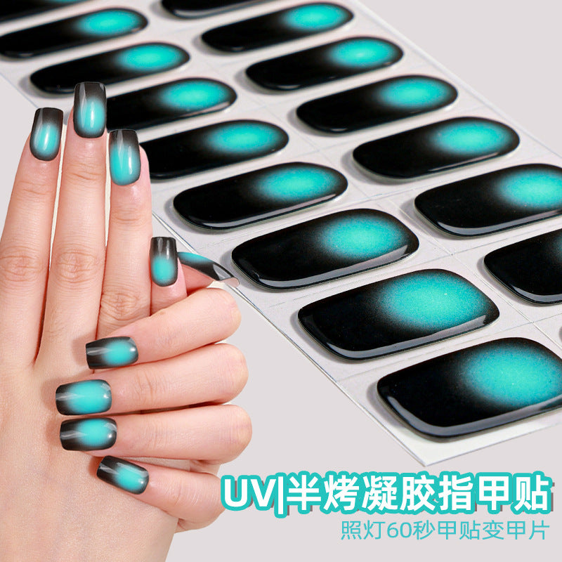 Zhengxiang customized gel manicure stickers korean uv semi-baked semi-cured nail stickers cross-border gradient manicure stickers wholesale