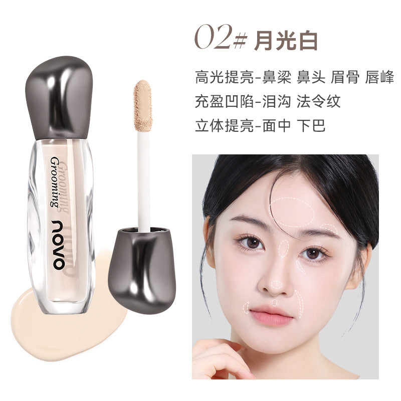 Novo shimmering light highlighting & contouring liquid - brightens face, dark circles, nose shadow, and matte highlight stick