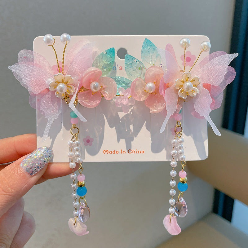 Ancient style hair accessories kidshan dynasty headwear girl ribbon hairpin chinese style costume little girl tassel step shake hairpin