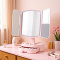 Led makeup mirror with light, rechargeable vanity mirror, desktop rotating fill light mirror, plastic storage, home & living