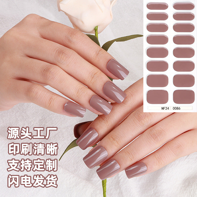 Zhengxiang factory custom gel nail stickers solid color uv light nail polish gel japanese and korean semi-cured nail stickers wholesale